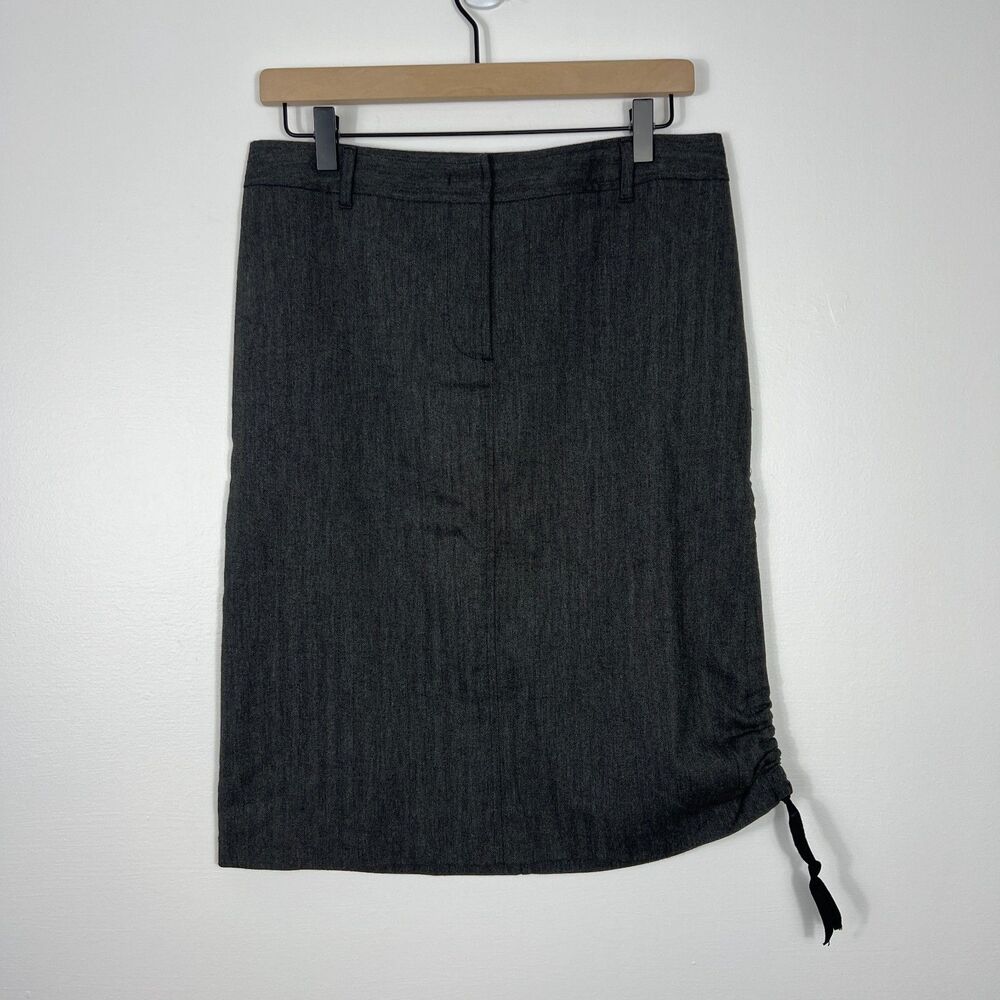 Benetton Pencil Skirt Womens 10 EU 42 Gray Fitted Herringbone Italy Minimalist